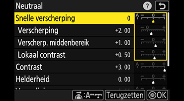 Picture Control instellingen