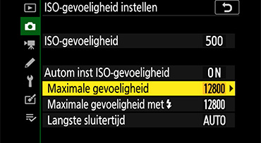 De ISO instellingen aanpassen