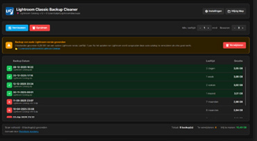 Verwijder onnodig Lightroom Classic back-ups automatisch